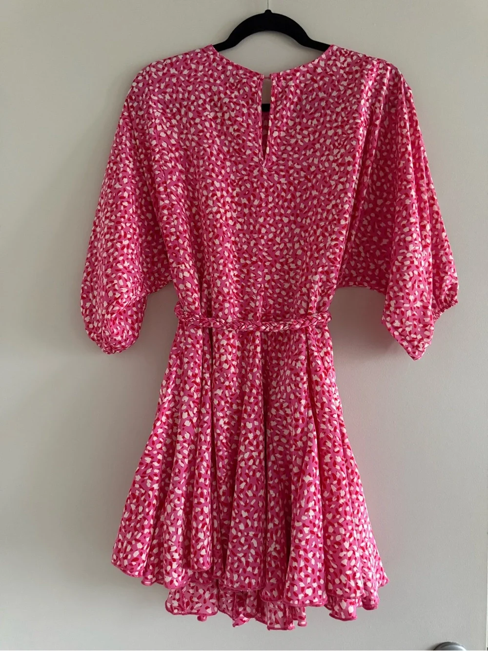 Aakaa Pink Printed Tie-Waist mini Dress